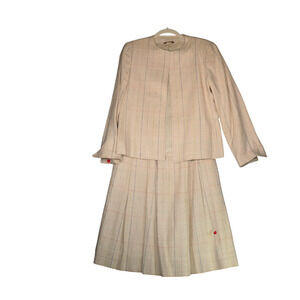 Vintage Corbin Arnold Crven Suit Skirt Womens Size 4 6 Ivory Pastel Plaid Tweed